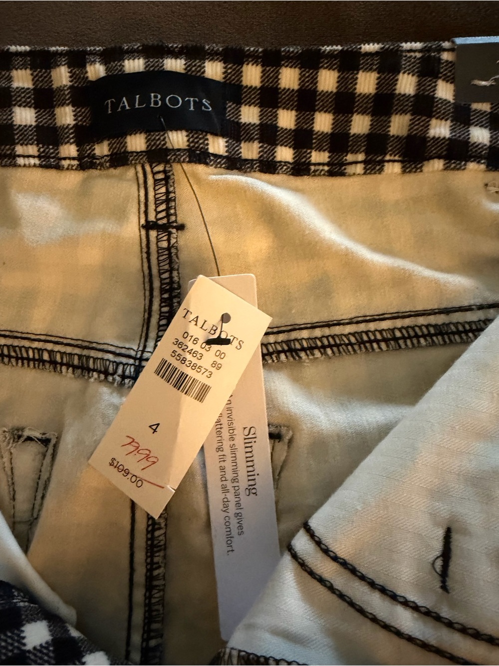 Talbots Black and White corduroy, straight pants - Picture 4 of 11